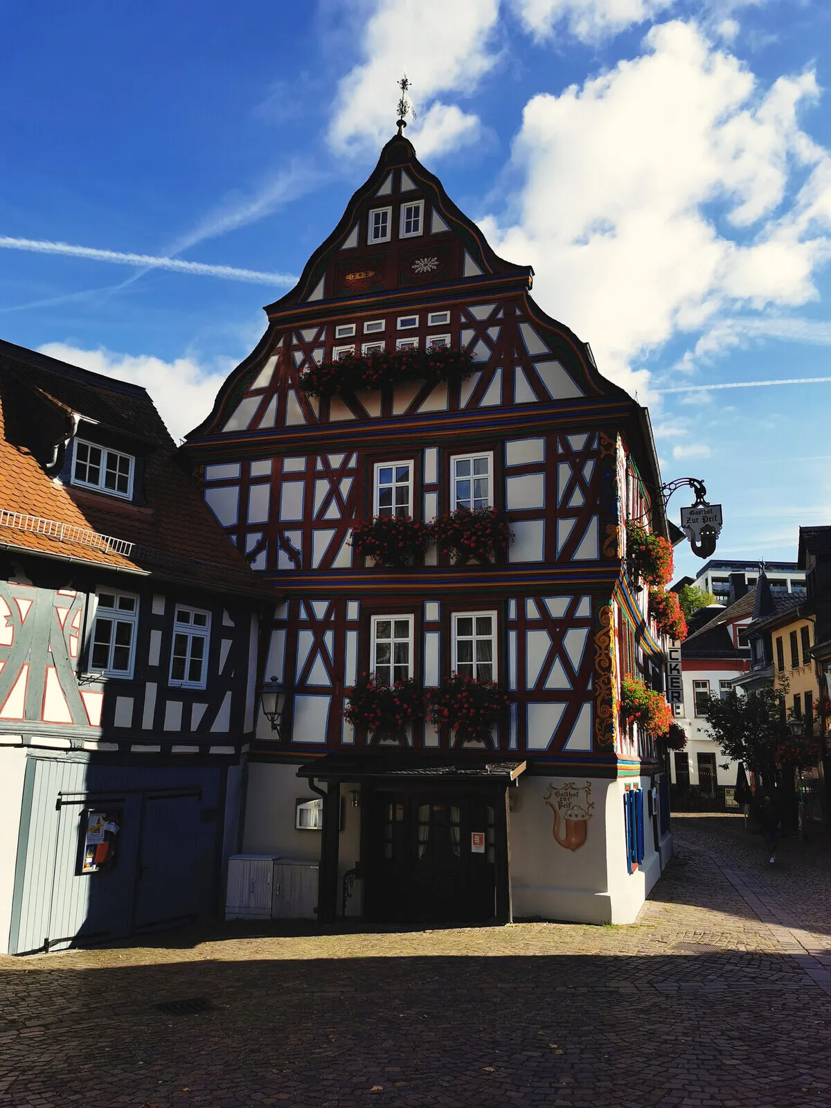 A half-timbered house on a square in Idstein.